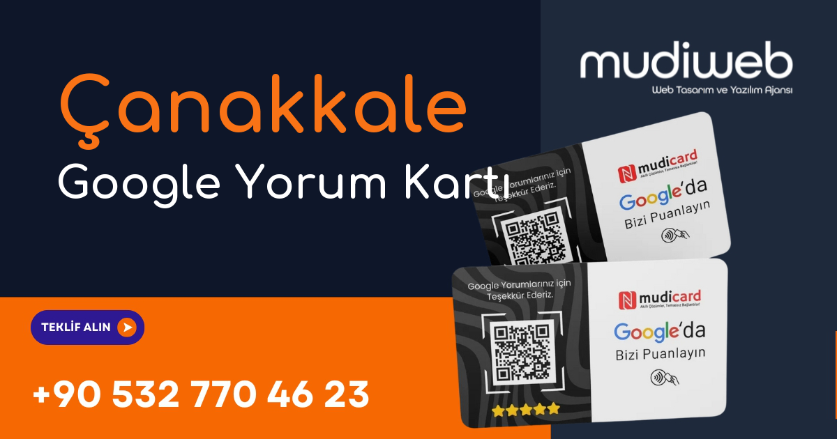 Çanakkale Google Yorum Kartı - Çanakkale Google Review Card - Google Yorum Widget Mudiweb