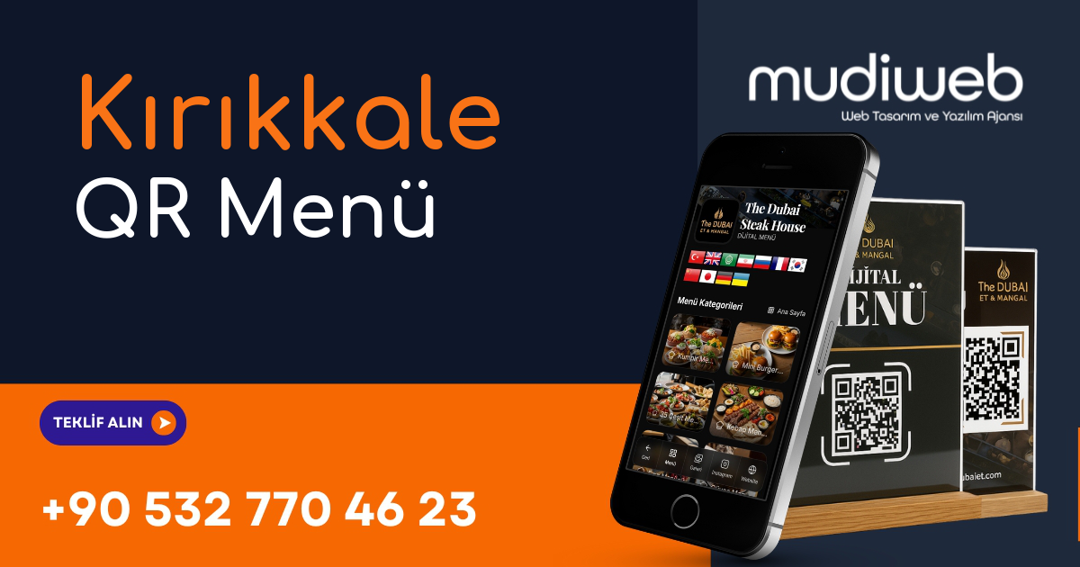 Kırıkkale QR Menü - Kırıkkale Dijital Menü - QR Kod Menü Sistemi Mudiweb