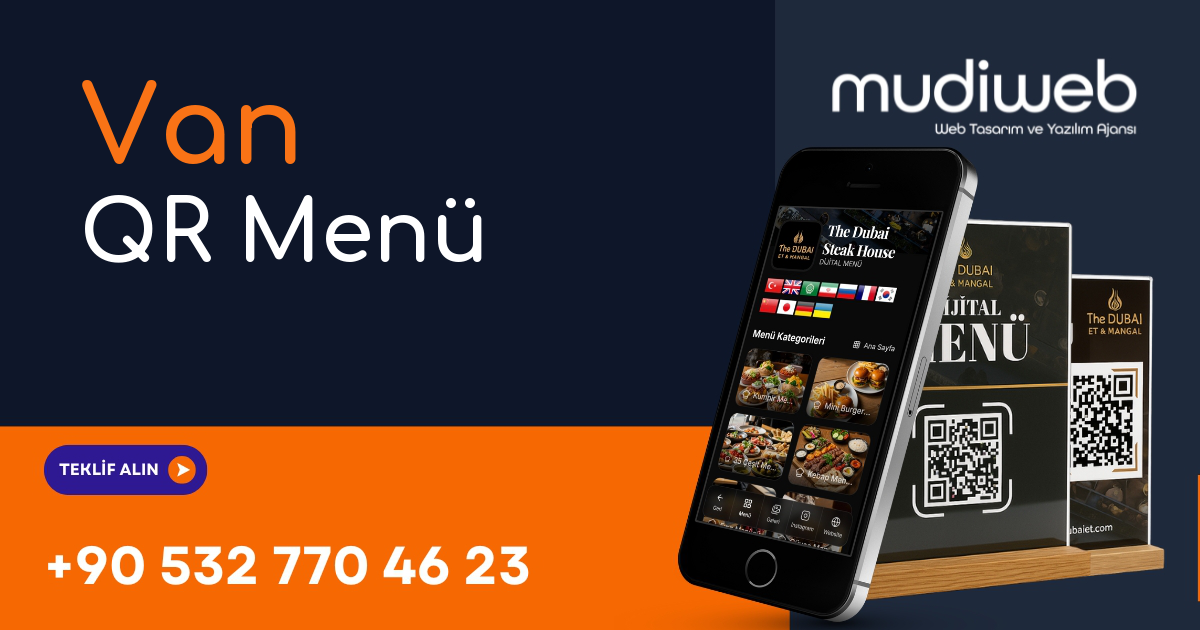 Van QR Menü - Van Dijital Menü - QR Kod Menü Sistemi Mudiweb